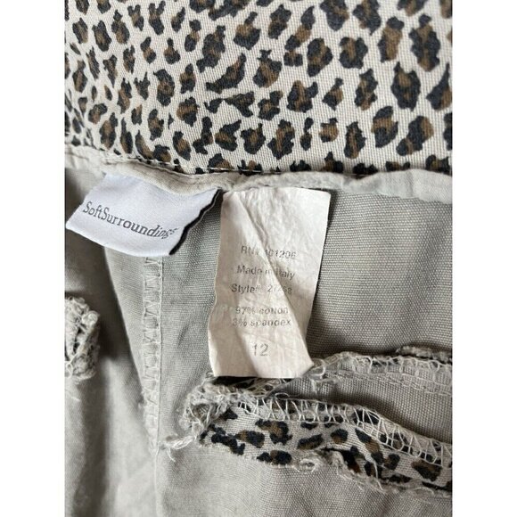 Soft Surroundings Jeans Women’s 12 High Rise Skinny Ankle Leopard Funky Artsy - Picture 12 of 13